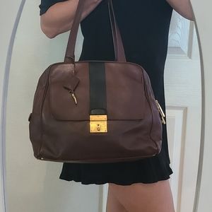 Marc Jacobs Handbag Checkers Charlie Satchel Chestnut Brown